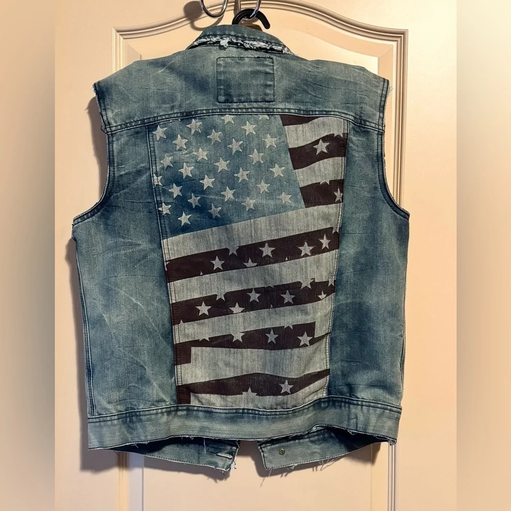 Ring of Fire Downtown Los Angeles Blue Stud Biker Jean Vest